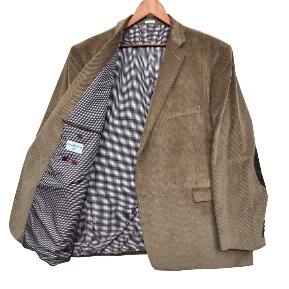 Saddlebred Heritage Corduroy Blazer Mens 54L Brown Elbow Patches Sport Coat